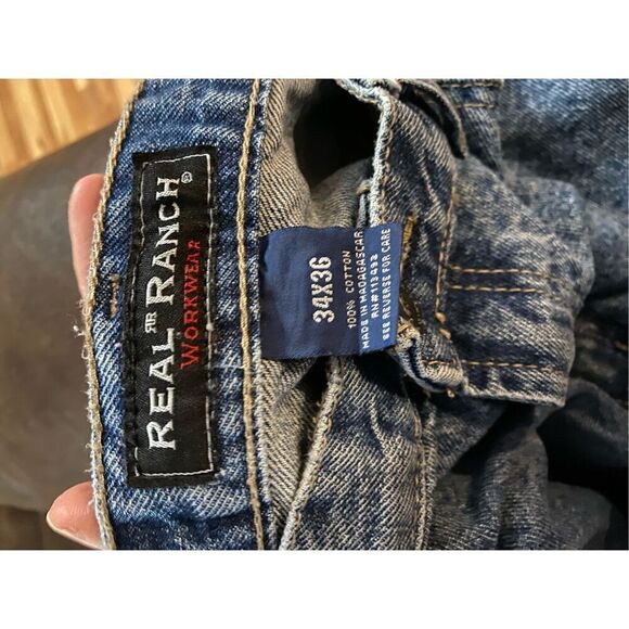 Real Ranch Workwear Light Wash Mens Straight Leg Jeans Size 34 By 36 - Picture 5 of 5